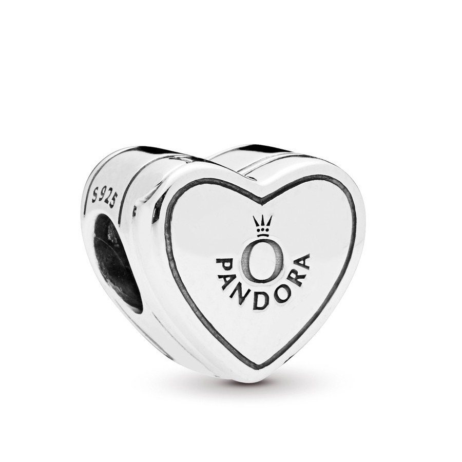 cobertura microondas salir Charm Pandora 798072CZ clip de plata en forma de corazón con palabra "yes"