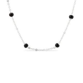 Collar de plata con detalle de bolitas negras, 42 + 4 cm