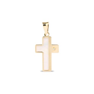 Colgante de oro en forma de cruz de nácar