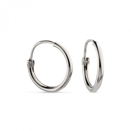Brincos de argola em tubo de prata 12 mm x 1,5 mm