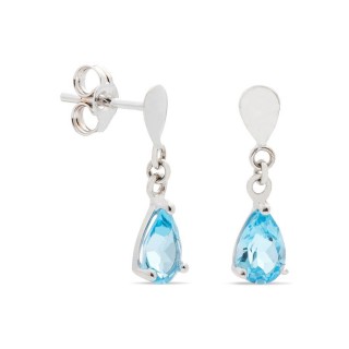Pendientes de oro blanco 9K con Colgante de topacio Oro Vivo