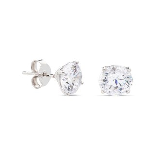 Pendientes de oro blanco con circonita 7 mm Oro Vivo