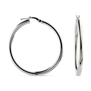 Brincos de argola 35x3 mm em prata 925‰ rodiada