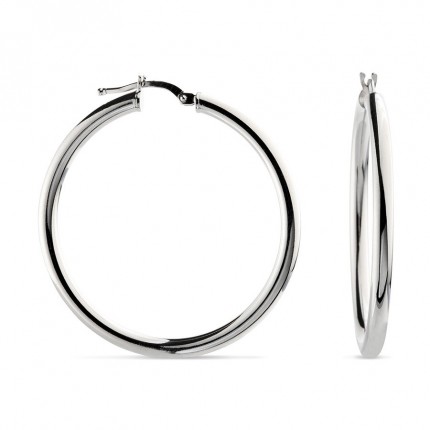 Brincos de argola 35x3 mm em prata 925‰ rodiada