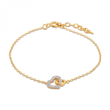 Pulseira banhada em Ouro De Coração e Zircônia Oro Vivo