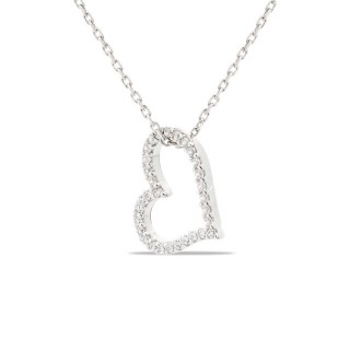 Collar de plata con corazón con circonita 42 cm