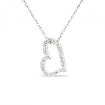 Collar de plata con corazón con circonita 42 cm