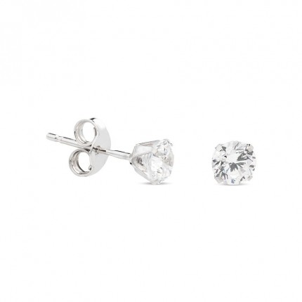 Brincos em ouro Branco 9K Com Zircomia 4 Mm Oro Vivo