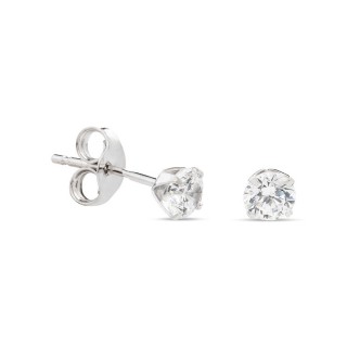 Pendientes de oro blanco 9K con circonita 3.5 mm Oro Vivo