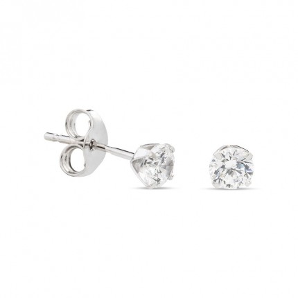 Brincos em ouro Branco 9K Com Zircomia 3.5 Mm Oro Vivo
