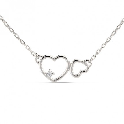 Collar de plata corazón y circonita 40cm Oro Vivo