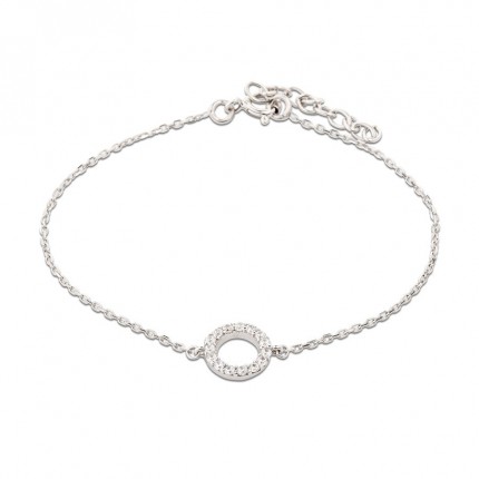 Pulseira em prata circulo com zircônia 16 + 3 cm