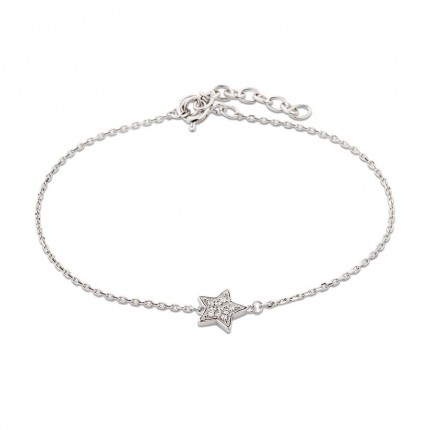 Pulseira Em Prata Estrela E Zircônia 18 Cm Oro Vivo