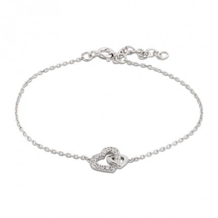 Pulseira em prata coração zircónia 18cm Ouro Vivo