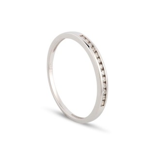 Anel em ouro branco 18k Meia aliança 0,10mm Oro Vivo