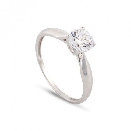 Anillo de oro blanco 9k con circonita 0,80 mm Oro Vivo