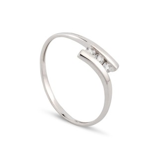 Anel em ouro branco com Zircônia 9k Oro Vivo