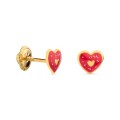 Pendientes de oro amarillo 9k corazón rojo Oro Vivo