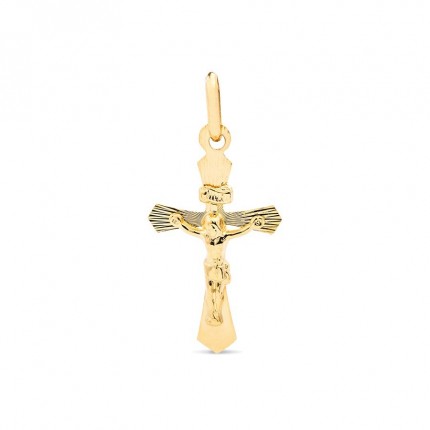 Pendente em ouro amarelo 18K com cruz e cristo