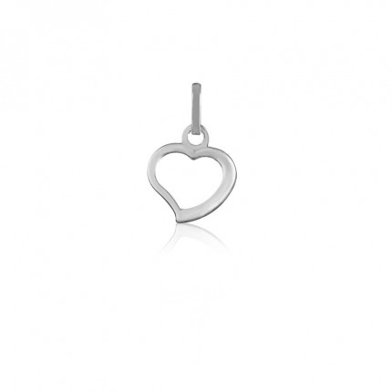 Pendente coração oco em ouro branco 18k