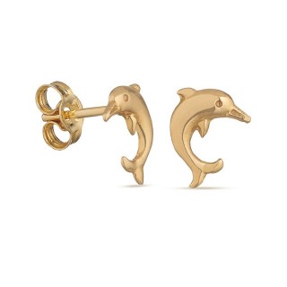 Brincos em ouro amarelo 18K com golfinho Oro Vivo