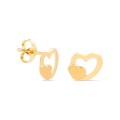 Pendientes de oro amarillo 18K con corazón doble Oro Vivo