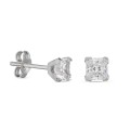 Brincos em ouro branco 18 k com 4 garras de 4mm Oro Vivo