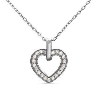 Collar de oro blanco 9k con corazón y circonitas Oro Vivo