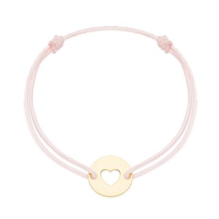 Pulseira em ouro amarelo 9k com coração macramê