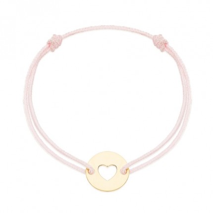 Pulseira em ouro amarelo 9k com coração macramê