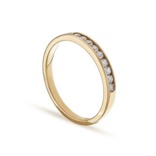 Anillo de oro amarillo 18K media alianza circonita Oro Vivo