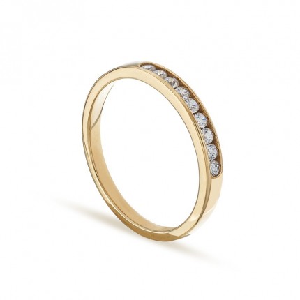 Anillo de oro amarillo 18K media alianza circonita Oro Vivo