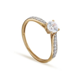Anel em ouro amarelo 18K com zircónias Oro Vivo