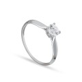 Anillo de oro blanco 18k solitario con circonita 0,30 Oro Vivo
