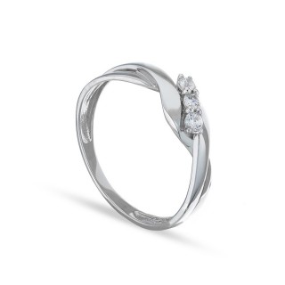 Anillo de oro blanco 9k con 3 circonitas Oro Vivo