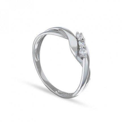 Anillo de oro blanco 9k con 3 circonitas Oro Vivo