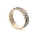 Aliança em ouro bicolor 18k linhas centro de 6mm Oro Vivo