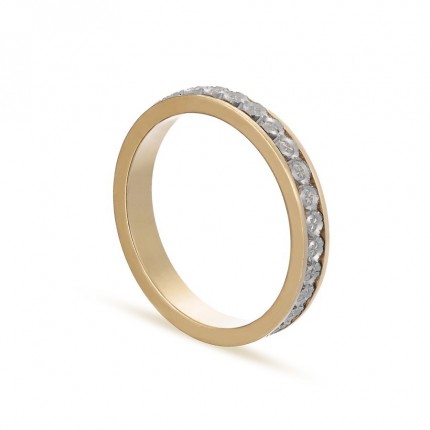 Alianza de oro bicolor 18k circonita fantasy 3mm Oro Vivo