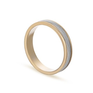 Alianza de oro bicolor 18k ondas centro 4mm Oro Vivo