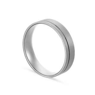 Alianza de oro blanco 18k linea lateral 5mm Oro Vivo
