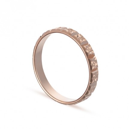 Alianza de oro rosa 18k facetada 3mm Oro Vivo