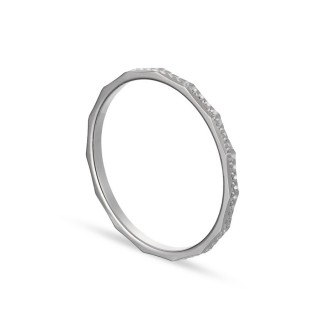 Alianza de oro blanco 18k facetada 1.5mm Oro Vivo