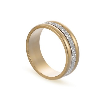 Alianza de oro bicolor 18k facetada centro 6mm Oro Vivo
