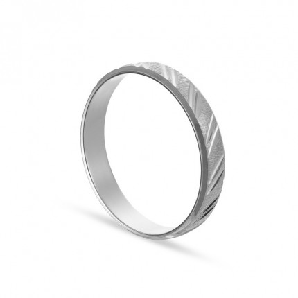 Alianza de oro blanco 18k plana ranuras 4mm Oro Vivo