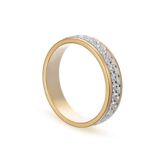Alianza de oro bicolor 18k facetada 5mm Oro Vivo