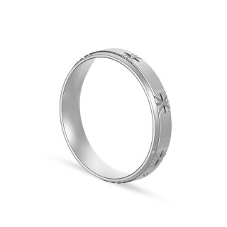 Alianza de oro blanco 18k estrellas 4mm Oro Vivo