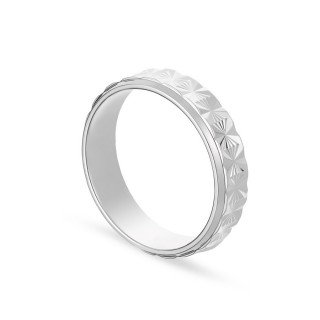 Alianza de oro blanco 18k facetada 5mm Oro Vivo