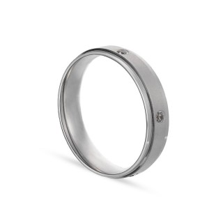 Alianza de oro blanco 9k 5 diamantes 0,10ct 4.5mm Oro Vivo