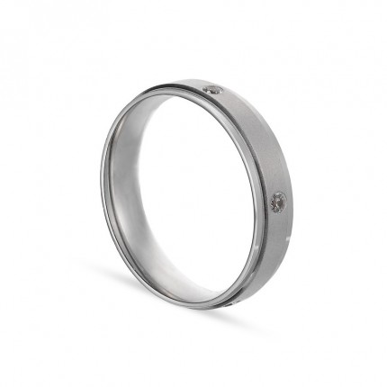 Alianza de oro blanco 9k 5 diamantes 0,10ct 4.5mm Oro Vivo