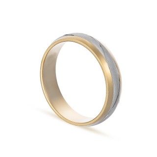 Alianza de oro bicolor 9k centro facetado 4.5mm Oro Vivo